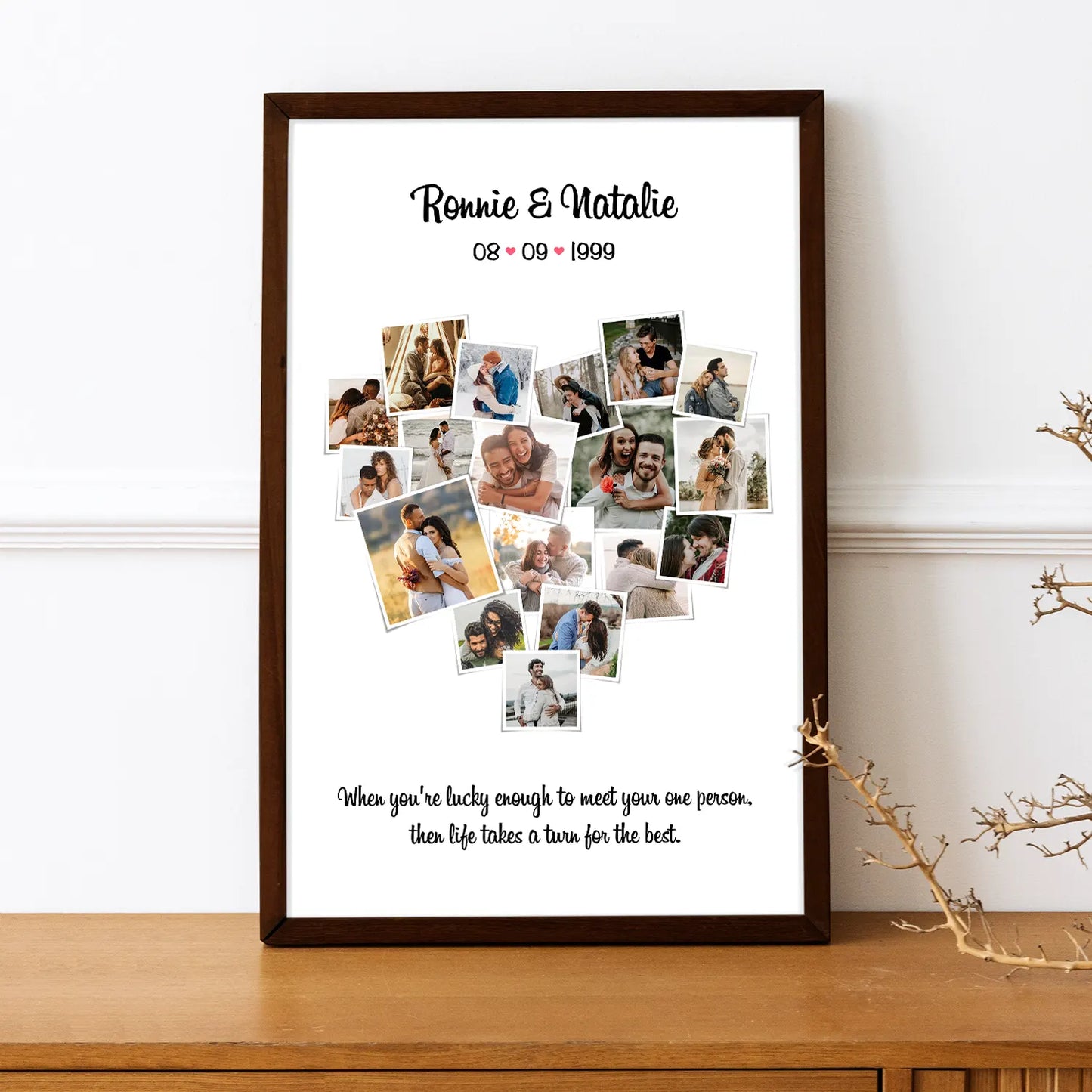 Personalized Heart Shaped Collage With Name And Message